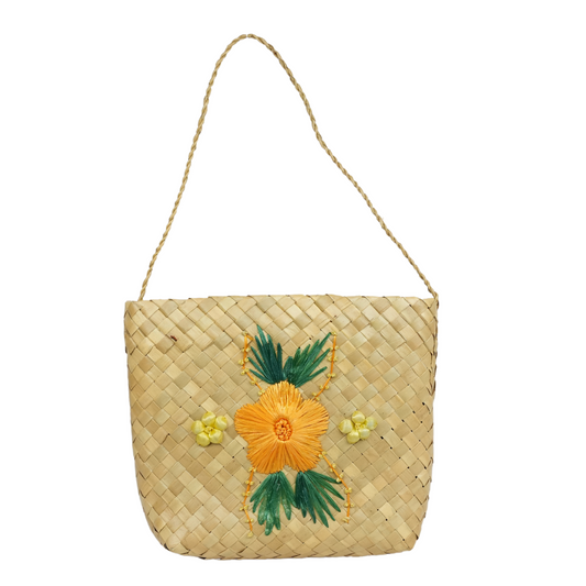 YELLOW FLOWER EMBROIDERED BAG